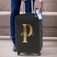 Walizki - Pokrowiec Na Walizkę Kabinową Z Nadrukiem Czarny Dla Niego, Podróż, Ochrona, Modny - miniaturka - grafika 1