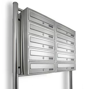 Skrzynka pocztowa lokatorska 2x5 na pocztę listy 10 wrzutni na stojaku stal nierdzewna - Skrzynki na listy - miniaturka - grafika 1