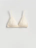 Biustonosze - Reserved - Siateczkowy biustonosz z haftem - złamana biel - miniaturka - grafika 1