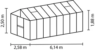 VITAVIA szklarnia ogrodowa Zeus 15700, srebrna - (15,7 m2; 2,56 x 6,12 m) + baza - Szklarnie ogrodowe - miniaturka - grafika 5