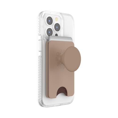 PopSockets: PopWallet+ dla MagSafe - Pierścień Adaptera do MagSafe w Zestawie - Portfel na karty ze zintegrowanym wymiennym PopTopem do smartfów i etui - Latte