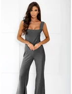 Kombinezony - Brokatowy kombinezon z szerokimi nogawkami RONY - srebrny - miniaturka - grafika 1