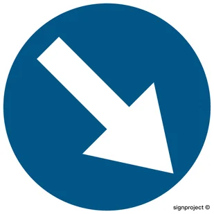 SA032 NAKAZ JAZDY Z PRAWEJ STRONY ZNAKU, PN - PŁYTA PCV 1MM; (600X600MM) - Systemy ekspozycyjne i znaki informacyjne - miniaturka - grafika 1
