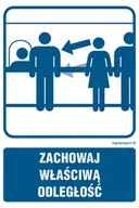 Systemy ekspozycyjne i znaki informacyjne - RB022 ZACHOWAJ WŁAŚCIWĄ ODLEGŁOŚĆ, PN - PŁYTA PCV 1MM; (250X375MM) - miniaturka - grafika 1