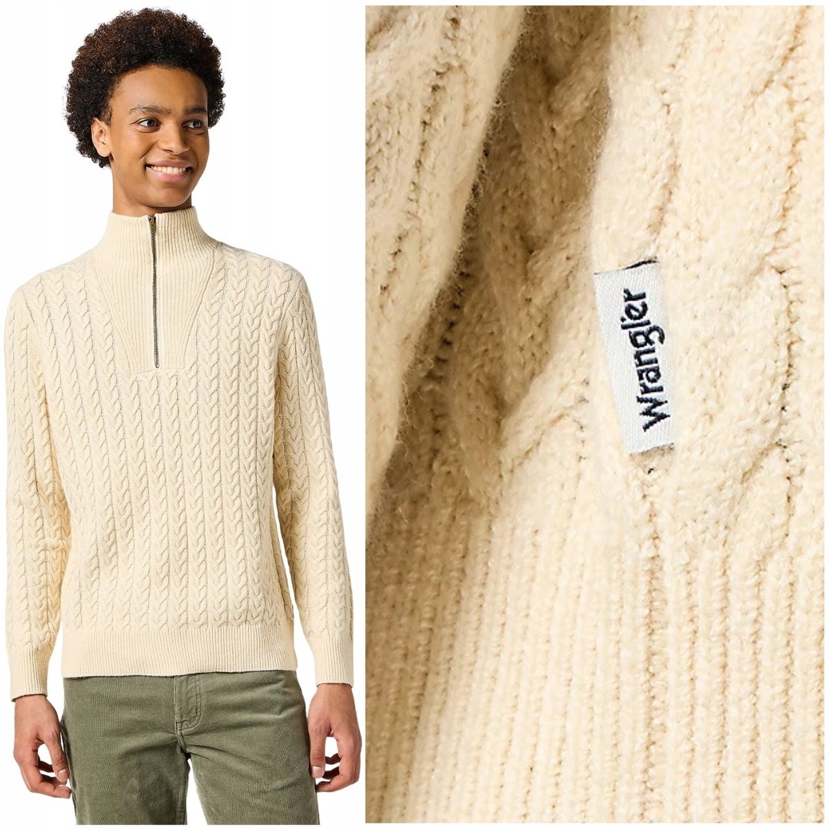 Wrangler HALF ZIP KNIT rozpinany męski sweter na stójce domieszka wełny XXL