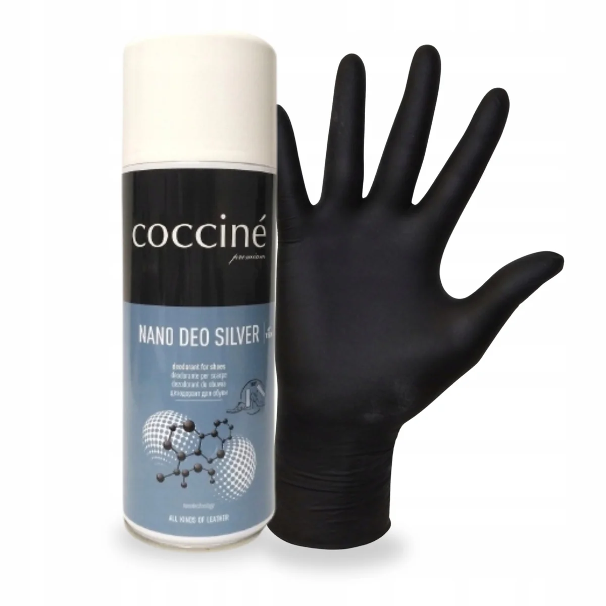 Dezodorant do Butów Nano Silver 400 ml z Rękawiczkami Zestaw Coccine 2w1
