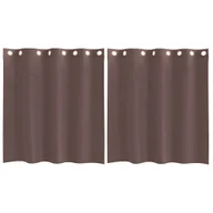 Zasłony - vidaXL Zasłony woalowe z przelotkami 2 szt. Brązowe 140x140 cm - miniaturka - grafika 1