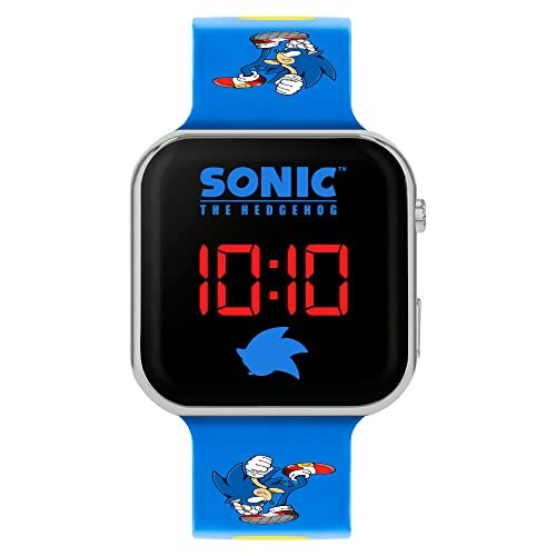 Sonic SNC4137 cyfrowy zegarek kwarcowy z silikonowym paskiem, Niebieski nadruk, pasek