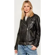 Kurtki damskie - Pinko Skórzana ramoneska CACIOPEPE Oversize fit - miniaturka - grafika 1