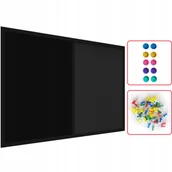 Tablice i flipcharty - Tablica COMBI korkowa czarny korek / czarna magnetyczna 90x60 rama drewniana lakierowana czarna - miniaturka - grafika 1