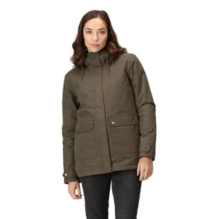 Regatta Damska Kurtka Ocieplana Przejściowa z Kapturem Broadia Dark Khaki - Kurtki damskie - miniaturka - grafika 1