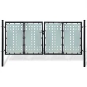 Ogrodzenia - Podwójna furtka ogrodzeniowa 300 x 175 cm, czarna - miniaturka - grafika 1