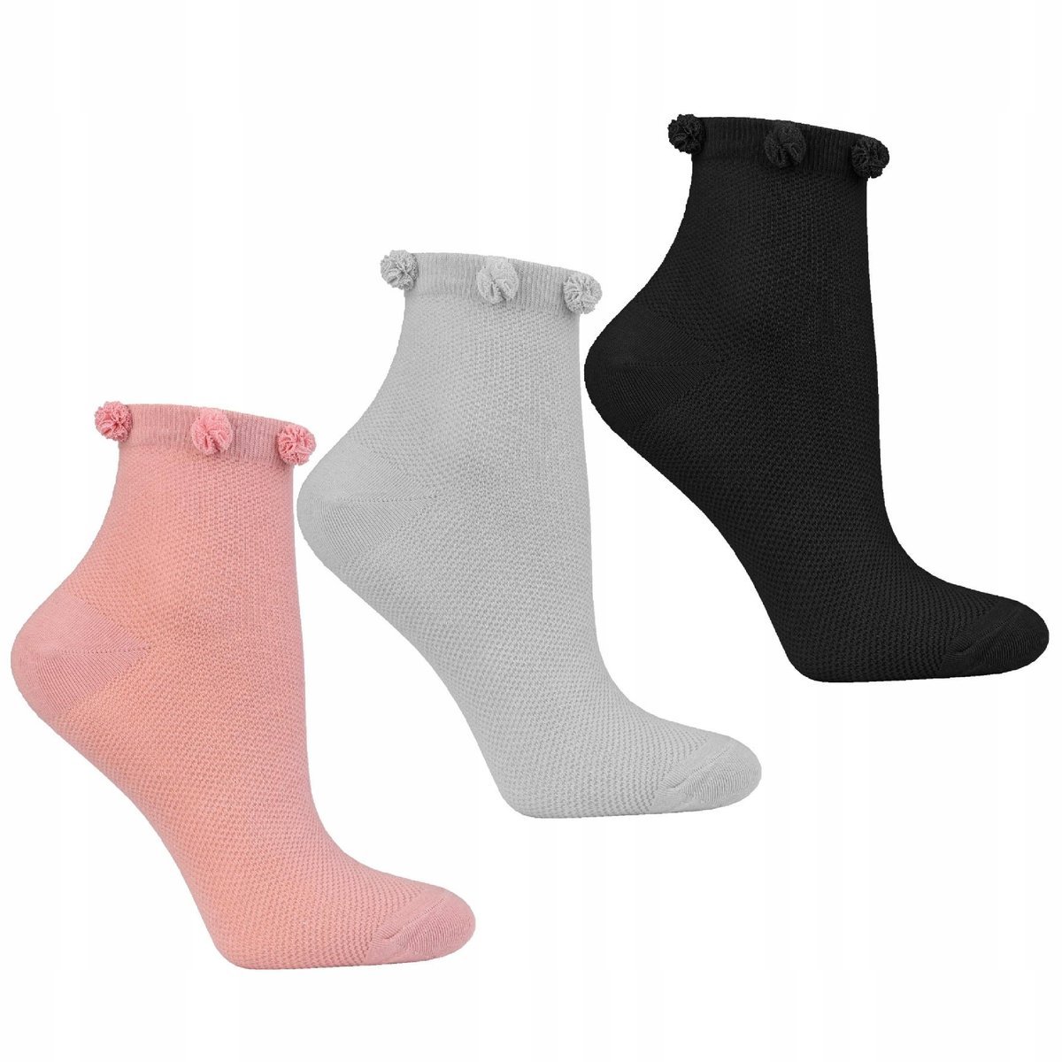 Skarpety Skarpetki Damskie Pomponiki na Kostce Bawełna 3 Pary 38/41 MORAJ