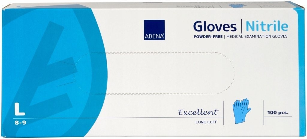 Abena Long examination glove Excellent L blue nitrile powder-free 100 pcs.