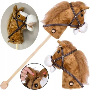 BEMI HOBBY HORSE KOŃ PLUSZOWY NA KIJU DŹWIĘKI RUCHOMY PYSK JASNY BRĄZ - Maskotki i pluszaki - miniaturka - grafika 1