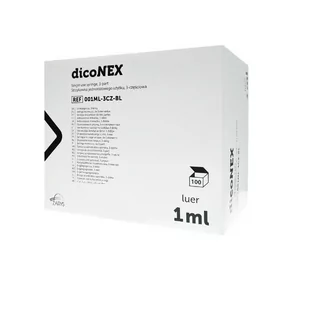 Zarys - Strzykawka 3-cz. dicoNEX Luer  1ml a'100 - Akcesoria dla osób starszych i niepełnosprawnych - miniaturka - grafika 1