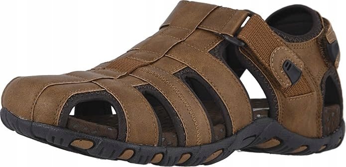 Nunn Bush Sandały Męskie Brązowe na Rzepy na Lato 45 Żim