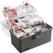 Meble i wyposażenie gabinetów medycznych - Organizer na leki - przenośna walizka na medykamenty - dwupoziomowe, rozkładane półki, bezpieczne zamknięcie - Ruhhy (24499) - miniaturka - grafika 1