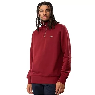 GANT Męska bluza Reg Shield Half Zip Sweat, Plumped Red, M - Bluzy męskie - miniaturka - grafika 1