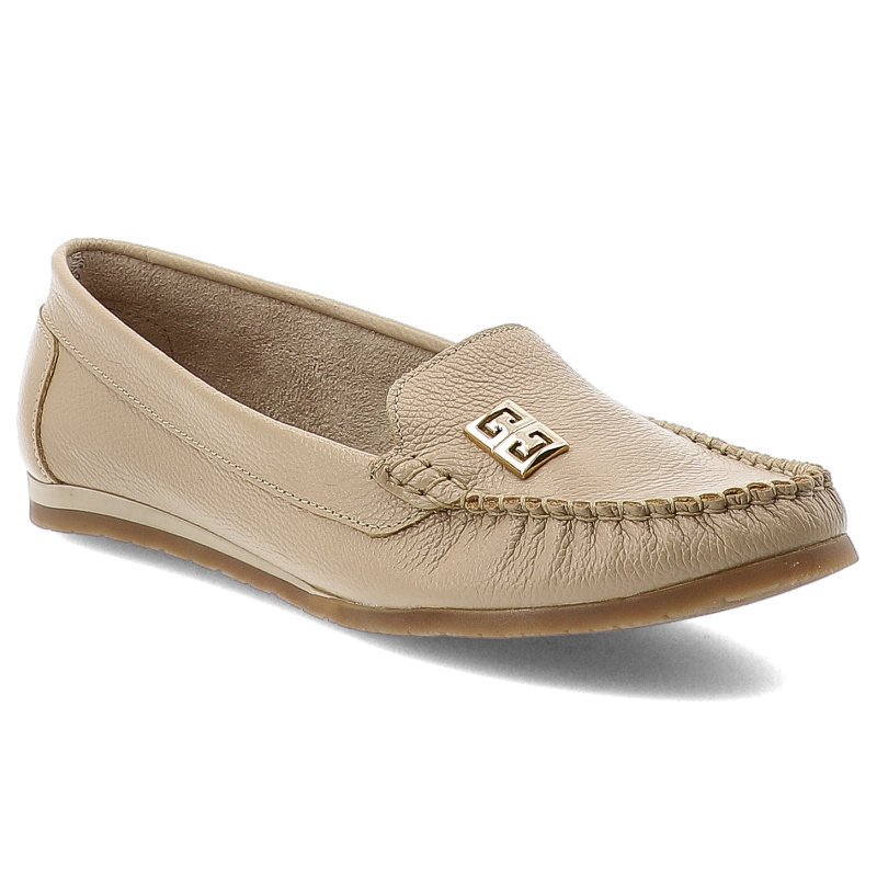 Mokasyny damskie Armodo, skórzane, beżowe, 10197-40