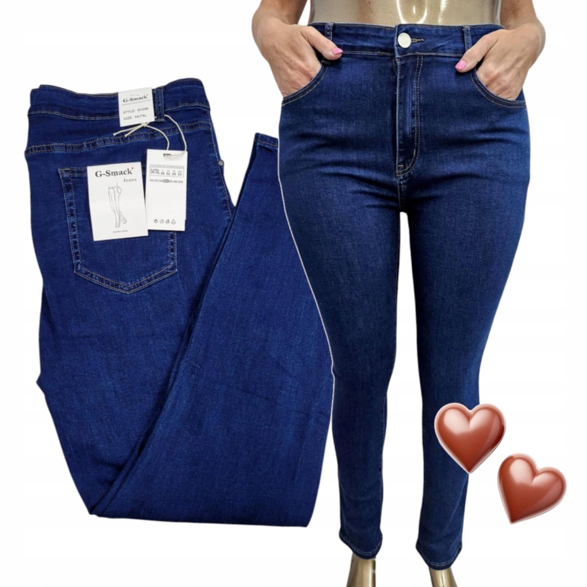 DAMSKIE SPODNIE G-Smack plus size jeans mięciutkie wysoki stan 58 60 9XL