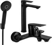 Zestawy baterii łazienkowych - Mexen Alfa R40 zestaw wannowy, czarny - 745713R40-70 - miniaturka - grafika 1