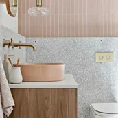 Umywalki - Massi Umywalka betonowa nablatowa owalna 58 x 36 cm bez otworu na baterię BLAR Blue Jeans - miniaturka - grafika 1