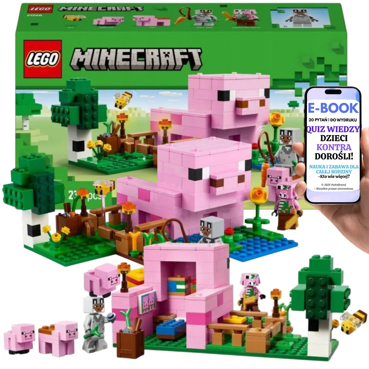 LEGO MINECRAFT 21268 Świński Domek • zabawka dla dziecka 7 8 9 lat
