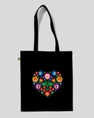 Torby i wózki na zakupy - TORBA BAWEŁNIANA NA ZAKUPY SERCE ŁOWICKIE Czarny - miniaturka - grafika 1