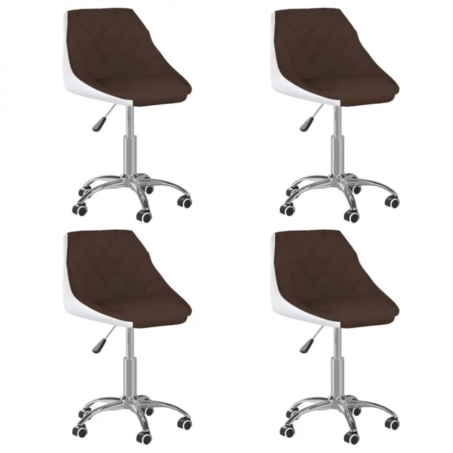 vidaXL Obrotowe krzesła stołowe 4 szt. brązowo-białe sztuczna skóra 3088728