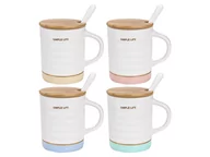 Kubki - Fl1 KUBEK Z POKRYWKĄ I ŁYŻECZKĄ PASTELE 350ML 2PK-KUB-PAST/KRJYD932 - miniaturka - grafika 1
