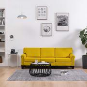 Sofy i kanapy - vidaXL 3-osobowa sofa, żółta, tapicerowana tkaniną - miniaturka - grafika 1