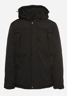 Kurtki męskie - Czarna Kurtka Zimowa z Ociepleniem i Odpinanym Kapturem oraz Kieszeniami Izalinda - miniaturka - grafika 1