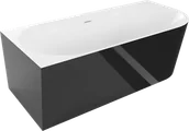 Wanny - Mexen Mia wanna wolnostojąca narożna lewa 150 x 75 cm, biała/czarna, przelew biały - 52691507575L-20 - miniaturka - grafika 1