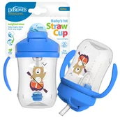 Kubki dla dzieci - DR BROWN'S Kubek pierwsza słomka niekapek z obciążoną słomką i uchwytami 270ml niebieski niedźwiedź - miniaturka - grafika 1