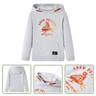 Bluzy dla dziewczynek - Bluza dziecięca z kapturem - szary melanż i pomarańcz - 92 - Bluza Dziewczęca - miniaturka - grafika 1