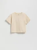 Bluzki dla niemowląt - Reserved - Bawełniany t-shirt - beżowy - miniaturka - grafika 1