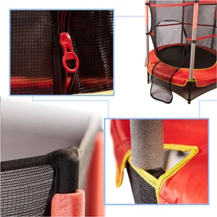 Trampolina ogrodowa dla dzieci siatka 140x140x160cm czerwona - Trampoliny - miniaturka - grafika 4