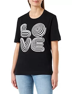 Love Moschino Damska koszulka o regularnym kroju z krótkim rękawem, czarna, 38, czarny, 38 - Koszulki i topy damskie - miniaturka - grafika 1