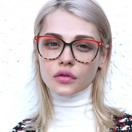 Okulary korekcyjne, oprawki, szkła - Okulary damskie kocie oczy zerówki do komputera BLUE LIGHT 25149E - miniaturka - grafika 1