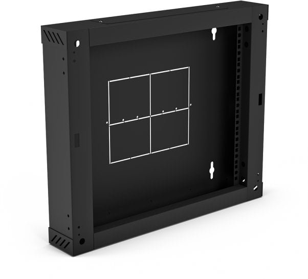 Sekcja tylna 100 mm zawiasowa / uchylna do szaf dwusekcyjnych SW-6U-600-450-01-C, kolor czarny ALANTEC SA-SSW-6U-01-C