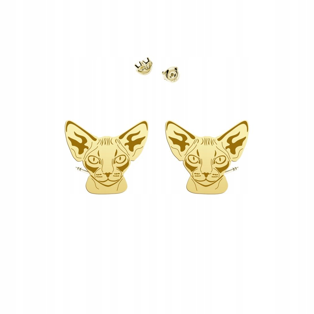 Kolczyki Złote Kot Devon Rex 925 Biżuteria Prezent Kobieta DEDYKACJA GRATIS