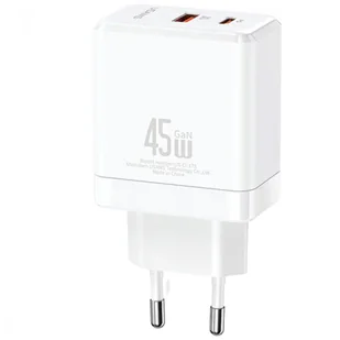 USAMS Ład. siec. 1xUSB-C+1xUSB 45W (only head) GaN PD3.0 +QC3.0 Fast Charging biały/white CC178TC02 (US-CC178) - Ładowarki do telefonów - miniaturka - grafika 9