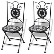 Fotele i krzesła ogrodowe - vidaXL vidaXL Mozaikowe krzesło bistro czarne / biały zestaw 2 szt - miniaturka - grafika 1
