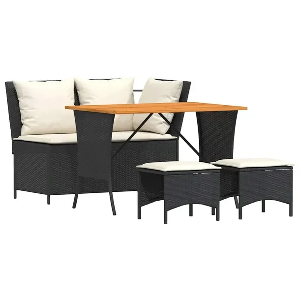 Zestaw mebli ogrodowych czarny rattan PE, wymiary sofy: 116,5 x 68,5 x 87,5