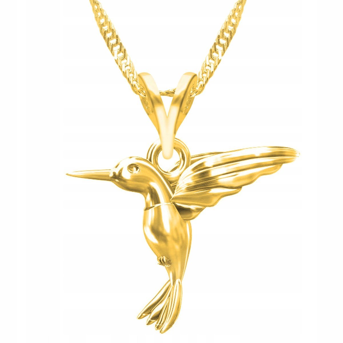 Złoty Naszyjnik Koliber Ptak Bird z Kolibrem Ptaszkiem Ptaszek SREBRO 925