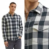 Koszule męskie - Lee CLEAN WESTERN SHIRT Ecru BAWE��NIANA KOSZULA W KRAT�� REGULAR FIT M - miniaturka - grafika 1