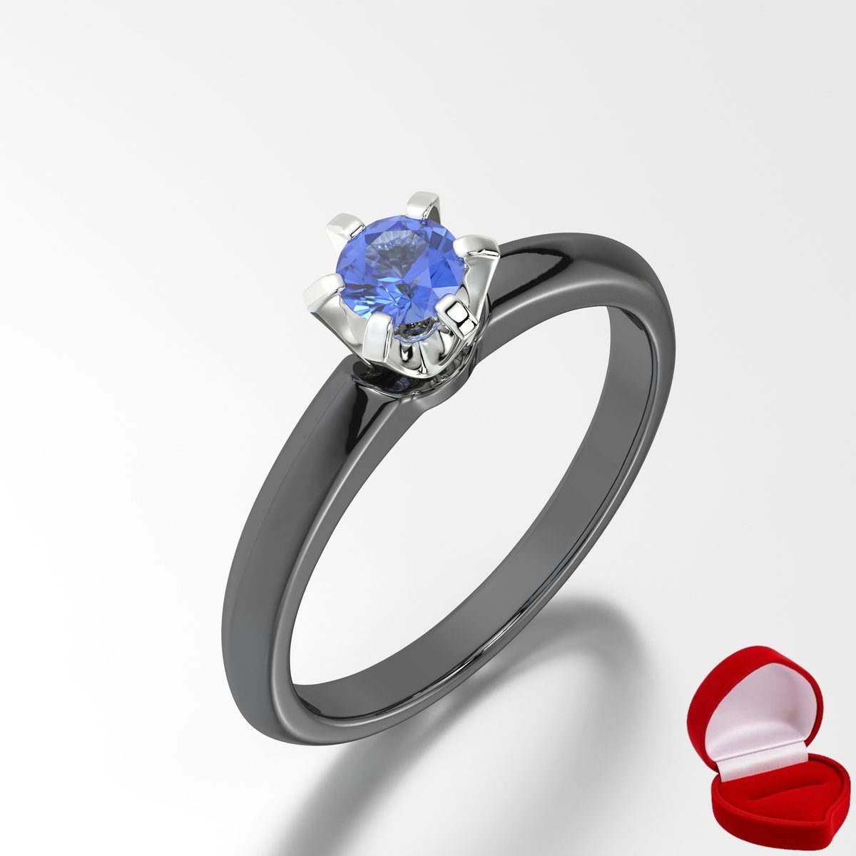 ZŁOTY PIERŚCIONEK ZARĘCZYNOWY 585 14k SZAFIR 0,19 ct CZARNE ZŁOTO R23