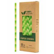 Słomki do napojów - Biodegradowalni Naturalne papierowe słomki do napojów Zielony bambus 19,7 x 0,6 cm 50 szt. - miniaturka - grafika 1