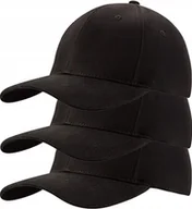 Czapki i chusty sportowe męskie - ZESTAW 3 SZTUKI CZAPKA Z DASZKIEM BEJSBOLÓWKA 100% COTTON Czarne - miniaturka - grafika 1